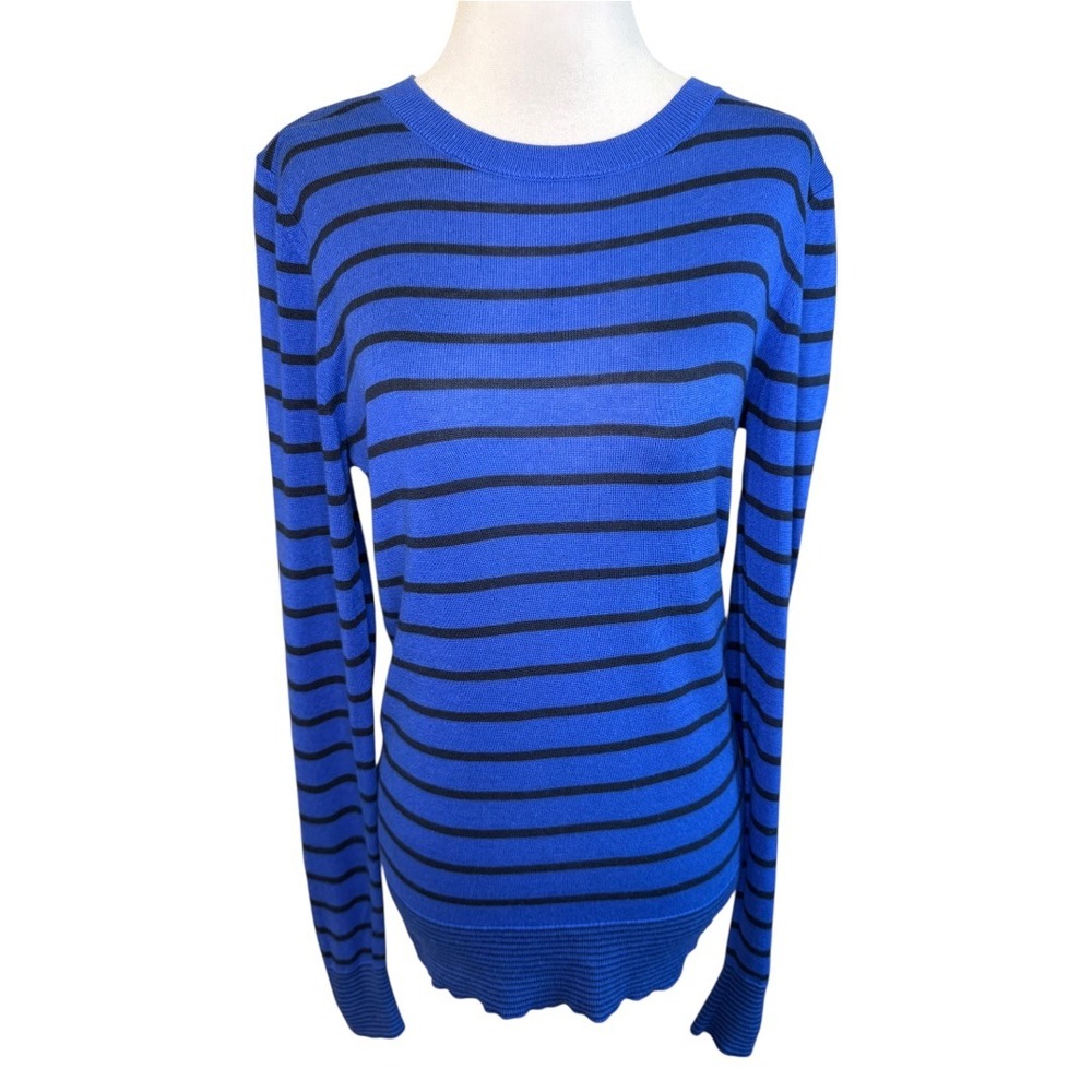 Banana Republic Silk Cashmere Striped Sweater Women's Small Blue Black Crewneck